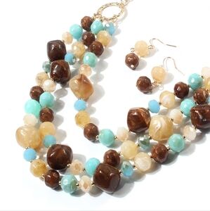 Elegant Multi-Color Beaded Necklace and Earring Set